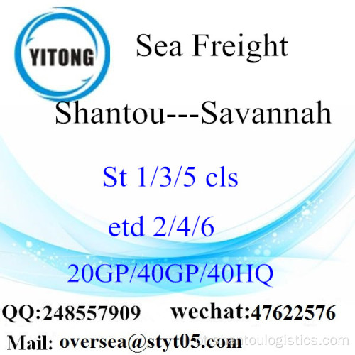 Shantou Port Sea Freight Shipping Para Savannah